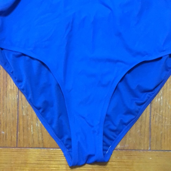 NWOT Blue Ribbed One Piece Swimsuit - Picture 4 of 6